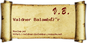 Valdner Balambér névjegykártya